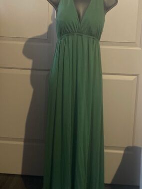 Ami Emerald Halter-Style V-Neck Maxi Dress
